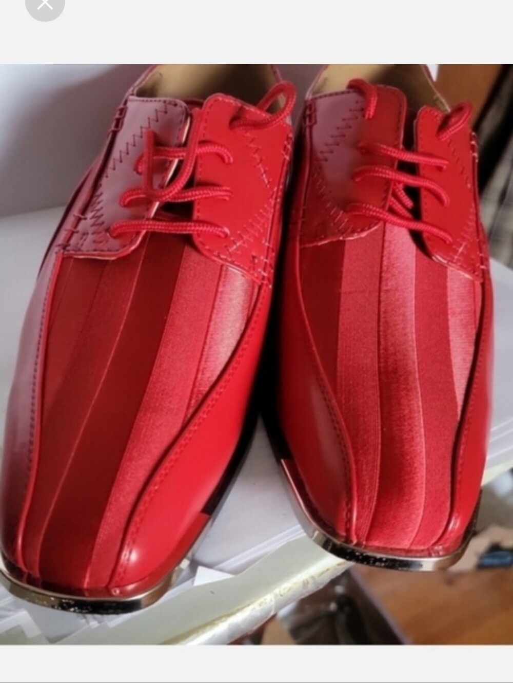 Expressions Red Satin-Panel Lace-Up Oxford Shoes
